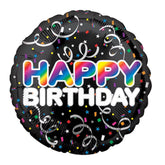 17 Inch Happy Birthday Black Rainbow White Ribbon Foil Balloon 71
